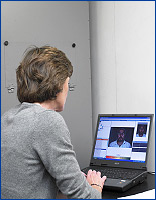 View the subject via video stream, select the appropriate pose and press the capture button.